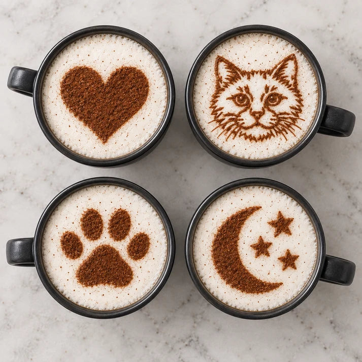 LovedLatte Coffee Art Printer | One-Touch Manual Cocoa & Coffee Stencil Duster