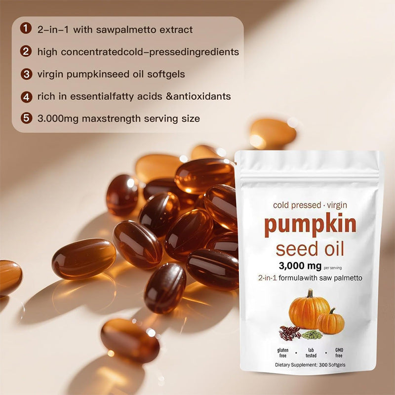 Pumpkin Seed Oil 3000mg with Saw Palmetto  Cold Pressed, 300 Softgels