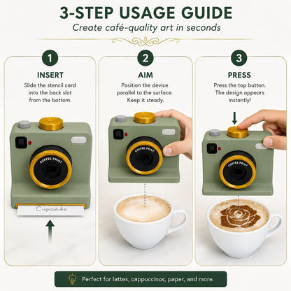 LovedLatte Coffee Art Printer | One-Touch Manual Cocoa & Coffee Stencil Duster
